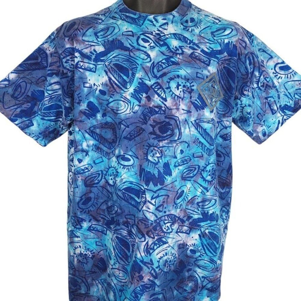Surfer T Shirt Vintage 80s 90s Skater Abstract Geometric Tie Dye Mens Size Large